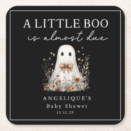 A Little Boo Ghost Wildflower Baby Shower  スクエアペーパーコースター