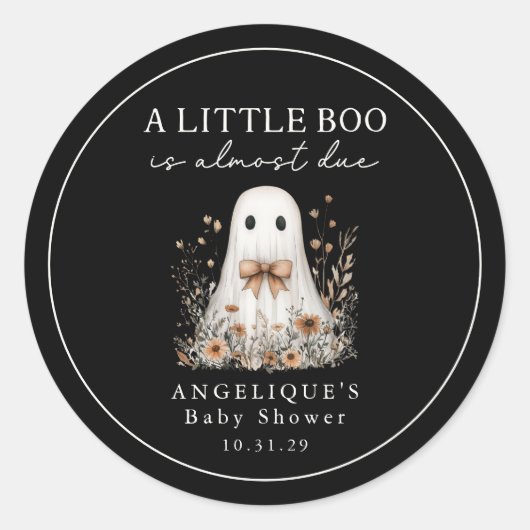 A Little Boo Ghost Wildflowers Baby Shower  ラウンドシール (正面)