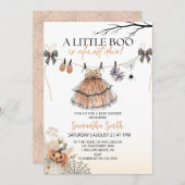  A Little Boo Girl clothesline Baby Shower 招待状 (正面/裏面)