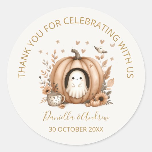A Little Boo is Almost Due Boho Baby Shower Favor ラウンドシール (正面)