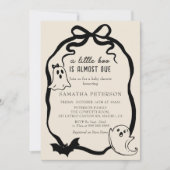 A Little boo is almost due Bow baby shower 招待状 (正面)