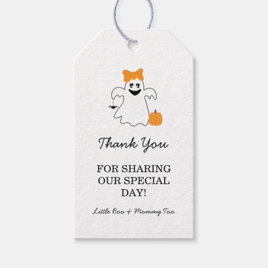 A Little Boo Is Almost Due Halloween Baby Shower ギフトタグ (正面)