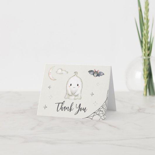 A Little BOO is almost Due! Halloween Baby Shower サンキューカード (正面)