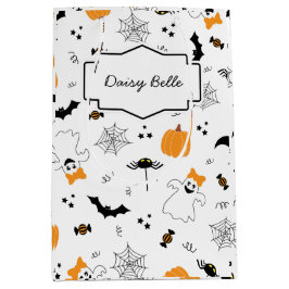 A Little Boo Is Almost Due Halloween Baby Shower ミディアムペーパーバッグ