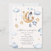 A Little Boo Is Almost Due Moon Stars Baby Shower 招待状 (正面)