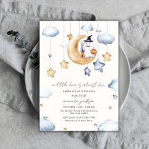 A Little Boo Is Almost Due Moon Stars Baby Shower