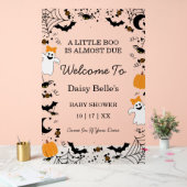 A Little Boo Is Almost Due Orange Girl Baby Shower アクリルサイン (ウェディング)