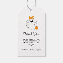 A Little Boo Is Almost Due Orange Girl Baby Shower ギフトタグ