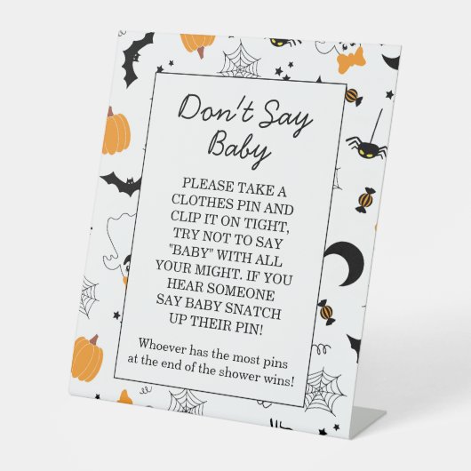 A Little Boo Is Almost Due Orange Girl Baby Shower 台座サイン (正面)