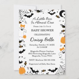 A Little Boo Is Almost Due Orange Girl Baby Shower 招待状