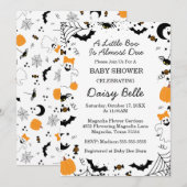 A Little Boo Is Almost Due Orange Girl Baby Shower 招待状 (正面/裏面)