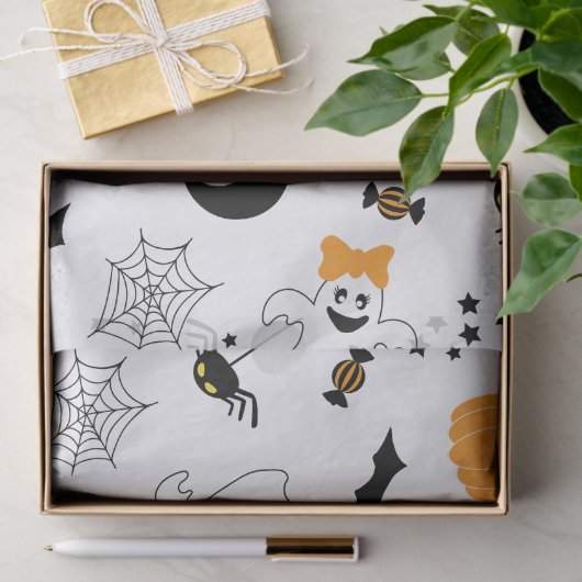 A Little Boo Is Almost Due Orange Girl Baby Shower 薄葉紙 (ギフト)