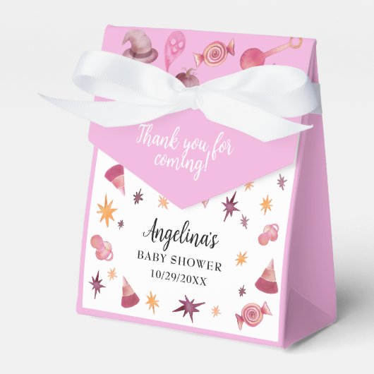 A Little Boo Pink Halloween Baby Shower フェイバーボックス (正面サイド)