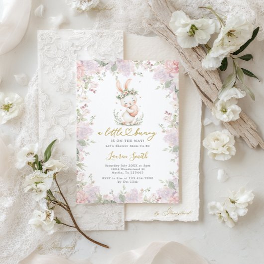 A little Bunny Is On The Way Baby Shower 招待状