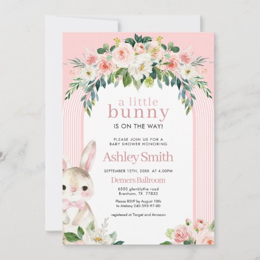 A Little Bunny is on the way Baby Shower 招待状 (正面)