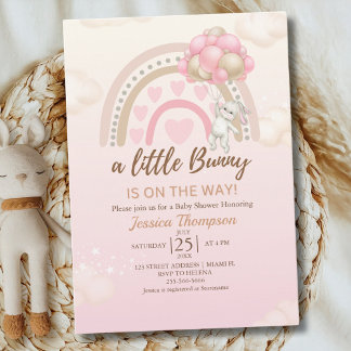 A Little Bunny is on the Way Baby Shower Girl 招待状