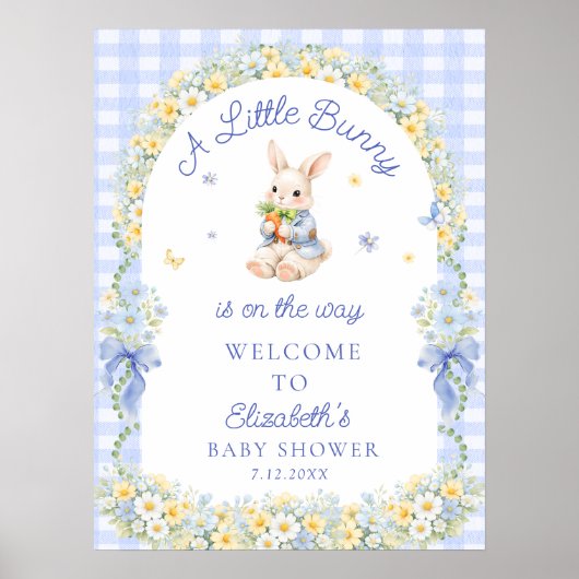 A Little Bunny Is On The Way Baby Shower Welcome ポスター (正面)