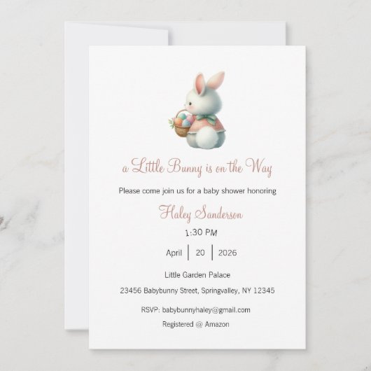 A Little Bunny is on the Way Invitation 招待状 (正面)