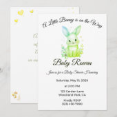A Little Bunny is on the Way Pastel Green Shower  招待状 (正面/裏面)