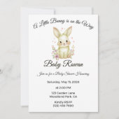 A Little Bunny is on the Way Pastel Olive Green  招待状 (正面)