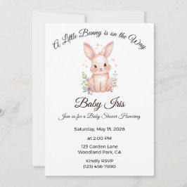 A Little Bunny is on the Way Pink Girl Baby Shower 招待状
