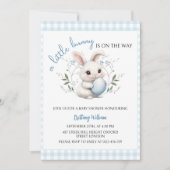 A Little Bunny is the Way Blue Boy Baby Shower 招待状 (正面)