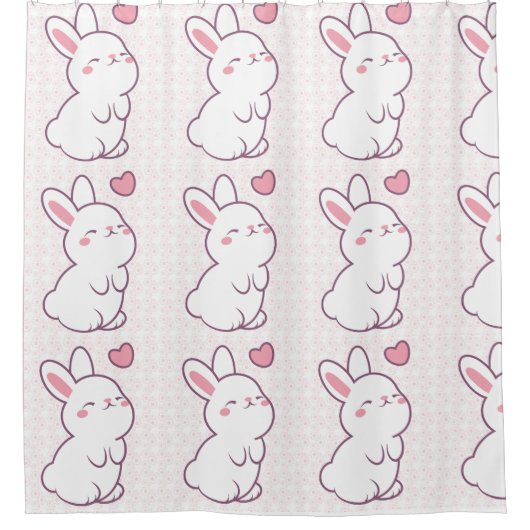 A Little Bunny Made of Feelings シャワーカーテン (正面)