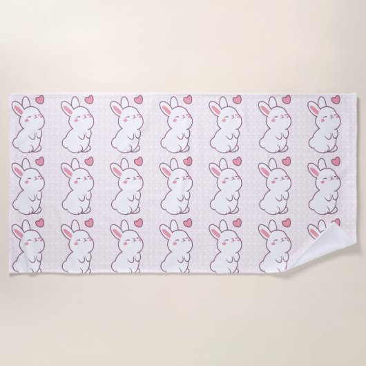 A Little Bunny Made of Feelings ビーチタオル (正面)