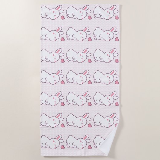 A Little Bunny Made of Feelings ビーチタオル (正面)