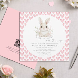 A Little Bunny Pink QR Code Baby Shower 招待状