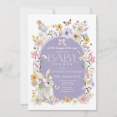 A Little Bunny Wildflower Baby Shower 招待状 (正面)
