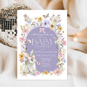 A Little Bunny Wildflower Baby Shower 招待状