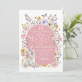 A Little Bunny Wildflower Baby Shower 招待状 (スタンド正面)