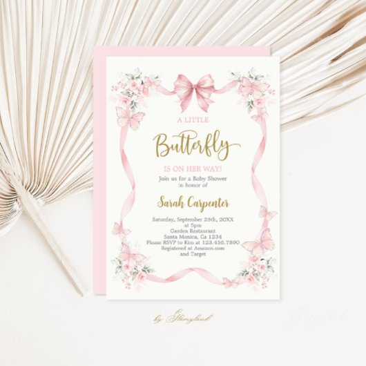 A little Butterfly Baby Shower Girl Invitation 招待状