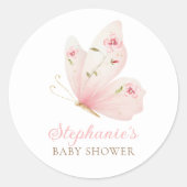 A Little Butterfly Baby Shower Round Stickers ラウンドシール (正面)