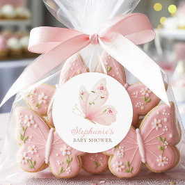 A Little Butterfly Baby Shower Round Stickers ラウンドシール