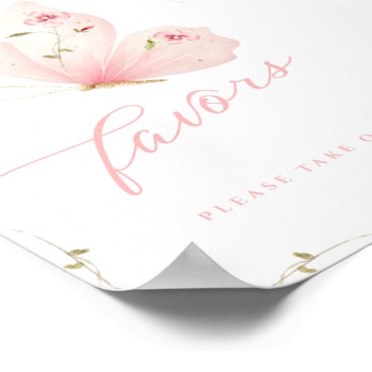 A Little Butterfly Favors Table Sign ポスター (角)