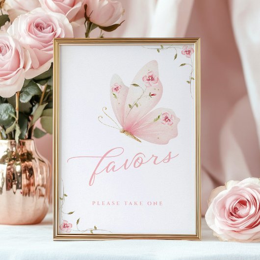 A Little Butterfly Favors Table Sign ポスター