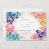 A Little Butterfly Is On It’s Way Girl Baby Shower 招待状 (正面)