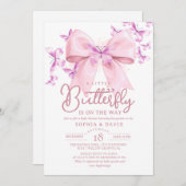  A Little Butterfly Is On The Way Baby Shower  招待状 (正面/裏面)