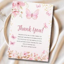 A Little Butterfly is on the Way, Baby Shower Girl サンキューカード