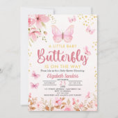 A Little Butterfly is on the Way, Baby Shower Girl 招待状 (正面)