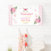 A Little Butterfly Is On The Way Girl Baby Shower  横断幕 (インサイチュ)