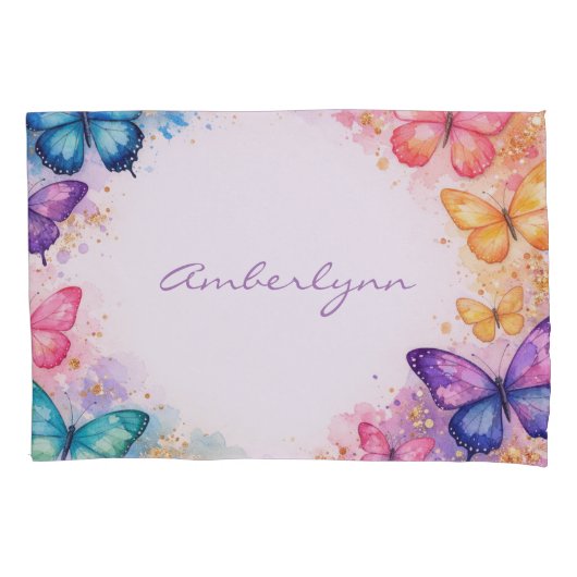 A Little Butterfly On It’s Way Glitter Baby Shower 枕カバー (正面)