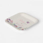 A Little Butterfly on the Way赤ちゃんシャワーフローラ ペーパープレート (傾斜あり)