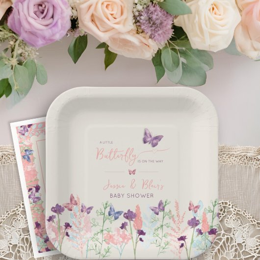 A Little Butterfly on the Way赤ちゃんシャワーフローラ ペーパープレート