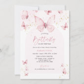 A Little Butterfly Pink Gold Baby Shower 招待状 (正面)