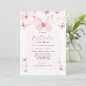 A Little Butterfly Pink Gold Baby Shower 招待状 (スタンド正面)