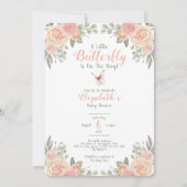 A Little Butterfly Rounded Baby Shower 招待状 (正面)