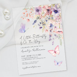 A Little Butterfly Wildflower Baby Shower アクリル招待状